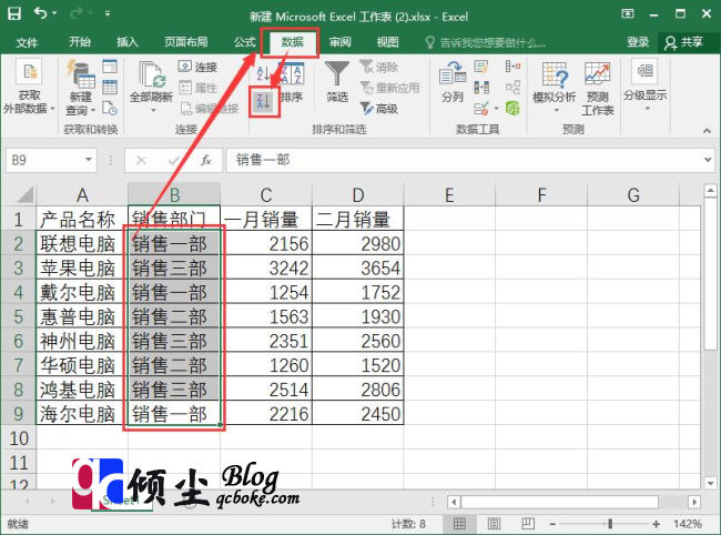 使用Excel2016对表格中的数据按部门进行分类汇总的方法